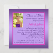 ピンクと紫のフローラ写真卒業招待状 招待状 (裏面)