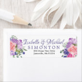 ピンクと紫のフローラ差出人住所ラベル ラベル (インサイチュ)