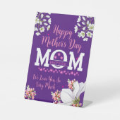 ピンクと紫のフローラ幸せな母の日ママ 台座サイン (正面)