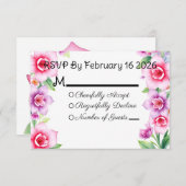 ピンクと紫のフローラ応答カード 出欠カード (正面/裏面)