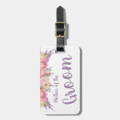 ピンクと紫のフローラ新郎の母 ラゲッジタグ (正面縦)