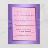 ピンクと紫のフローラ結合ハートRSVPカード 出欠カード (裏面)