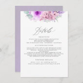 ピンクと紫のフローラ結婚の情報 エンクロージャーカード (正面/裏面)