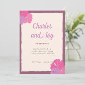 ピンクと紫のフローラ結婚式招待状 招待状 (スタンド正面)