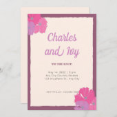 ピンクと紫のフローラ結婚式招待状 招待状 (正面/裏面)