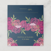 ピンクと紫のフローラ葉バラブルー結婚ズ プレイスカード (外部開封)
