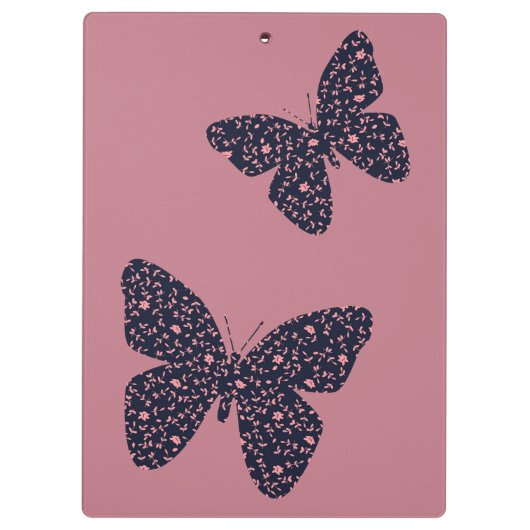ピンクと紫のフローラ蝶パーソナライズされた クリップボード (裏面)