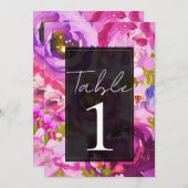 ピンクと紫のフローラ表鮮やか数のポップ 招待状 (正面/裏面)
