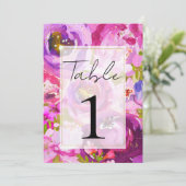ピンクと紫のフローラ表鮮やか数のポップ 招待状 (スタンド正面)