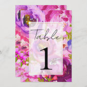 ピンクと紫のフローラ表鮮やか数のポップ 招待状 (正面/裏面)
