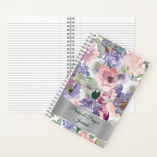 ピンクと紫のフローラ賞賛と祈りの言葉ジャーナル ノートブック (内側)