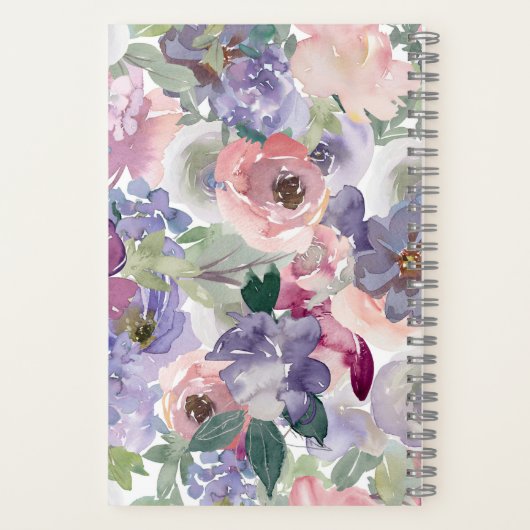 ピンクと紫のフローラ賞賛と祈りの言葉ジャーナル ノートブック (裏面)