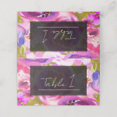 ピンクと紫のフローラ鮮やかのポップ結婚 プレイスカード (外部開封)