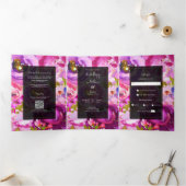 ピンクと紫のフローラ鮮やかのポップ結婚 三つ折り招待状 (内部)