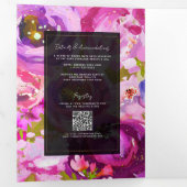 ピンクと紫のフローラ鮮やかのポップ結婚 三つ折り招待状 (内部最初)