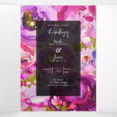 ピンクと紫のフローラ鮮やかのポップ結婚 三つ折り招待状 (内部中)