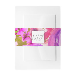 ピンクと紫のフローラ鮮やかのポップ結婚 招待状ベリーバンド