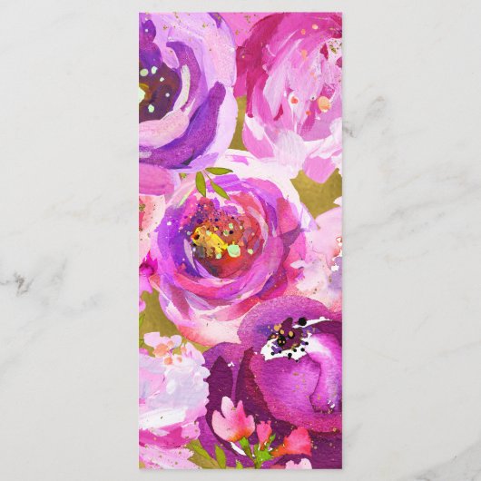 ピンクと紫のフローラ鮮やかのメ結婚ニューのポップ メニュー (裏面)