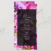 ピンクと紫のフローラ鮮やかのメ結婚ニューのポップ メニュー (正面/裏面)