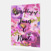 ピンクと紫のフローラ鮮やかの結婚ポップ アクリルサイン (傾斜)