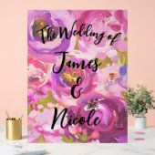 ピンクと紫のフローラ鮮やかの結婚ポップ アクリルサイン (ウェディング)