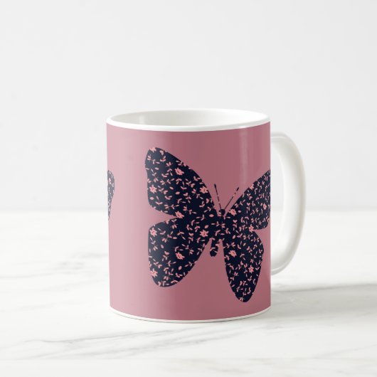 ピンクと紫のフローラ コーヒーマグカップ (正面右)