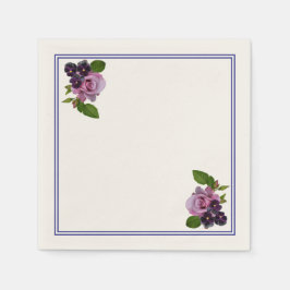 ピンクと紫のフローラ スタンダードカクテルナプキン
