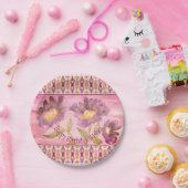 ピンクと紫のフローラ ペーパープレート (パーティー)