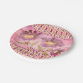 ピンクと紫のフローラ ペーパープレート (アングル)