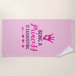 ピンクと紫のプリンセスが疲れる ビーチタオル