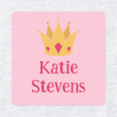 ピンクと紫のプリンセスクラウンガーリー追加の名前 ラベル (デザイン2)