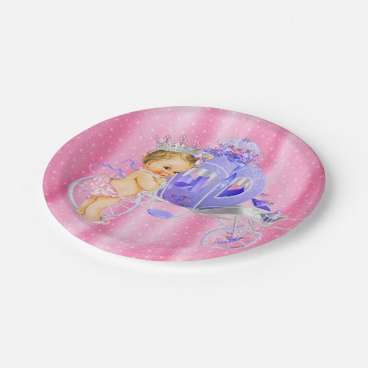 ピンクと紫のプリンセスベビーシャワー ペーパープレート (アングル)
