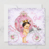 ピンクと紫のプリンセスベビーシャワー 招待状 (正面)