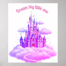 ピンクと紫のプリンセス城、ベビーガール引用文 ポスター