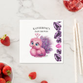 ピンクと紫のベビーピーコックベビーシャワー スタンダードカクテルナプキン (インサイチュ)