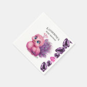 ピンクと紫のベビーピーコックベビーシャワー スタンダードカクテルナプキン (角)