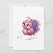 ピンクと紫のベビーピーコックベビーシャワー 招待状 (裏面)