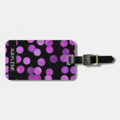 ピンクと紫のホイルのドットパーソナライズされたラゲッジタグ ラゲッジタグ (正面横)