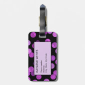 ピンクと紫のホイルのドットパーソナライズされたラゲッジタグ ラゲッジタグ (裏面縦)