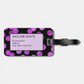 ピンクと紫のホイルのドットパーソナライズされたラゲッジタグ ラゲッジタグ (裏面横)