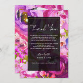 ピンクと紫のポップのフローラ鮮やかありがとう 招待状 (正面/裏面)
