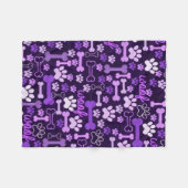 ピンクと紫のポープリント&ボーン フリースブランケット (正面(横))