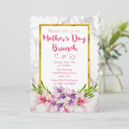 ピンクと紫のマグノリアス母の日ブランチ 招待状 (スタンド正面)