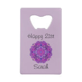 ピンクと紫のマンダラパターン クレジットカード栓抜き (裏面)