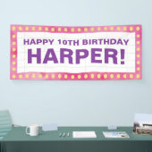 ピンクと紫のマーキー誕生日バナー 横断幕 (トレードショー)