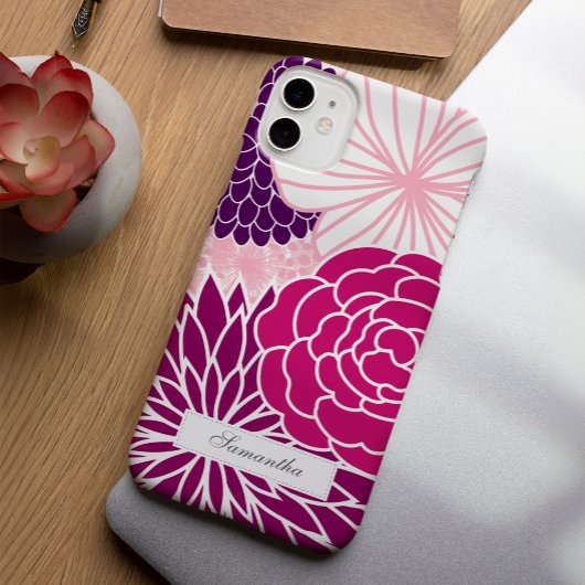 ピンクと紫のモダンフローラ Case-Mate iPhoneケース