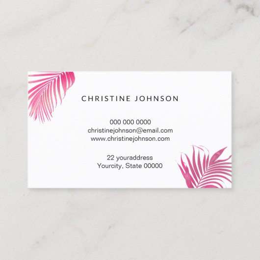 ピンクと紫のヤシの離れビジネスカード 名刺 (裏面)