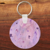 ピンクと紫のユニコーンとスターデザイン – 女の子squ キーホルダー (正面)