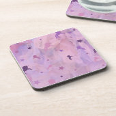 ピンクと紫のユニコーンとスターデザイン – 女の子squ コースター (左側)