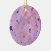 ピンクと紫のユニコーンとスターデザイン – 女の子squ セラミックオーナメント (右)